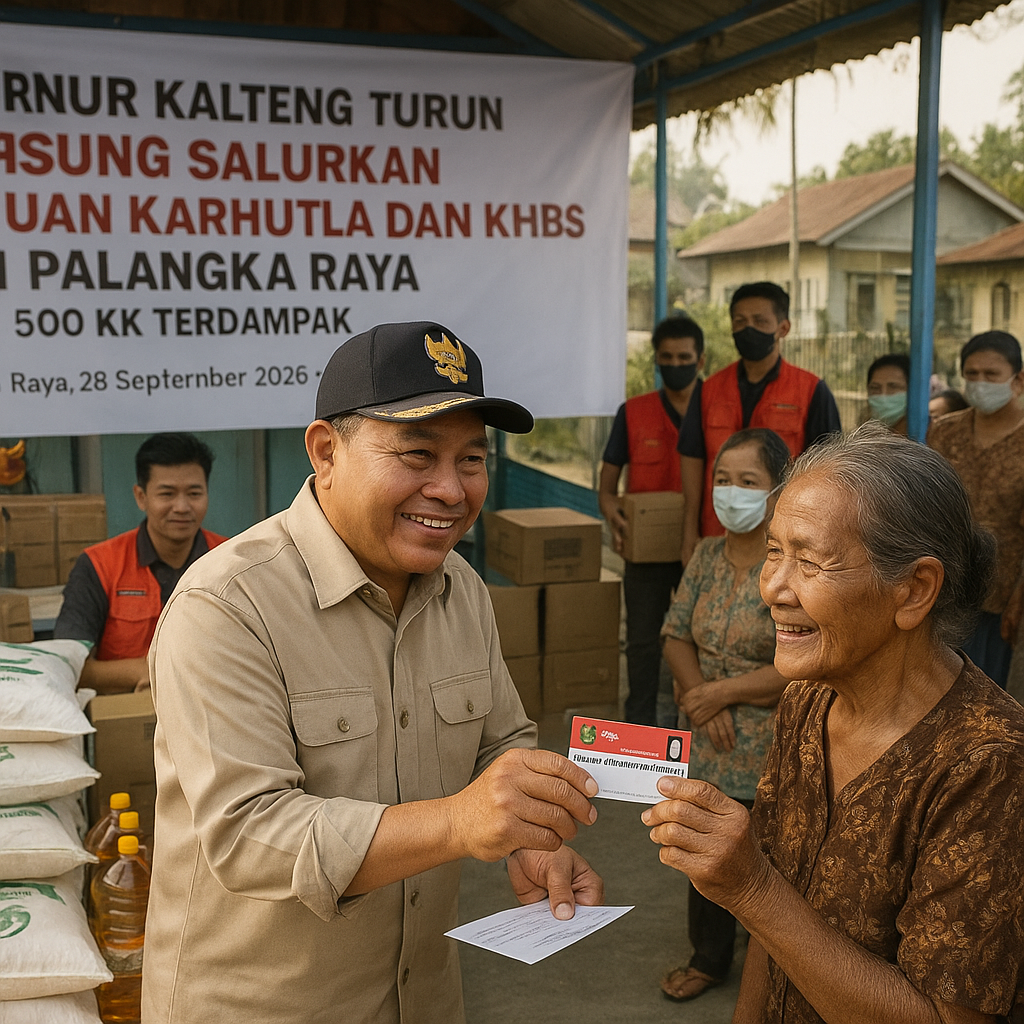 Gubernur Kalteng Turun Langsung Salurkan Bantuan Karhutla dan KHBS di Palangka Raya, 500 KK Terdampak Terima Beras dan Minyak