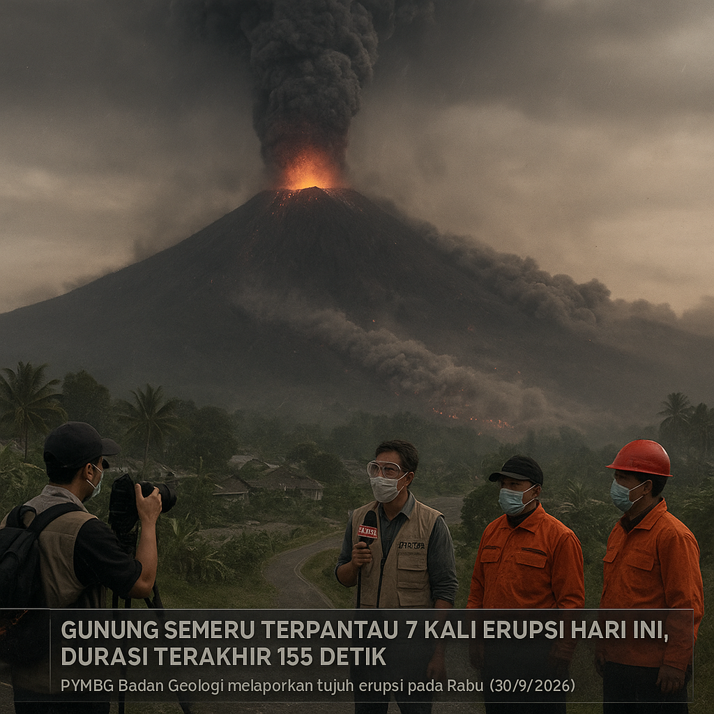 Gunung Semeru Terpantau 7 Kali Erupsi Hari Ini, Durasi Terakhir 155 Detik