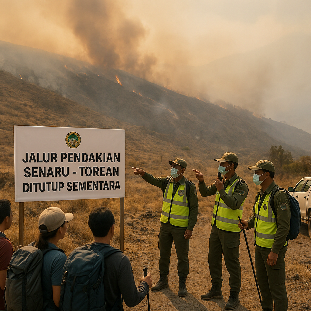 Kebakaran Rinjani, Jalur Pendakian Senaru-Torean Ditutup Sementara