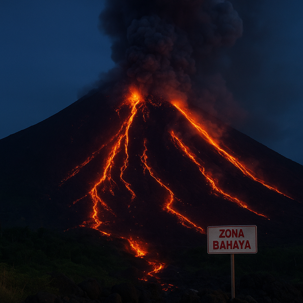 Waspada! Lava Pijar Karangetang Meluncur 1 Km ke 7 Kali di Sitaro