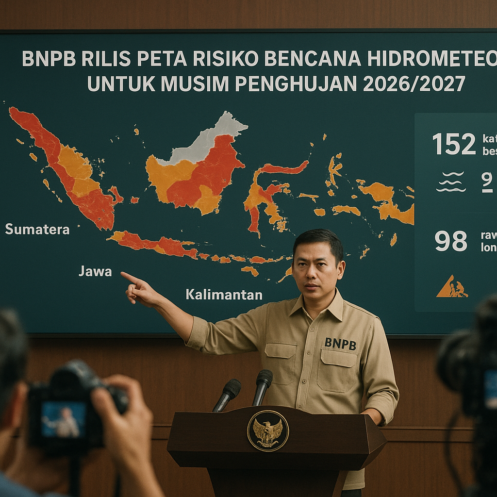BNPB Rilis Peta Risiko Bencana Hidrometeorologi untuk Musim Penghujan 2026/2027