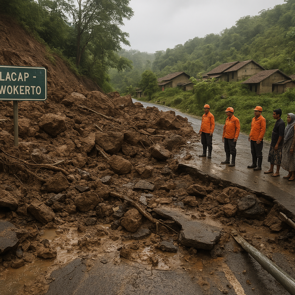 Longsor di Cilacap Putus Akses Jalan Provinsi, 10 KK Terisolasi