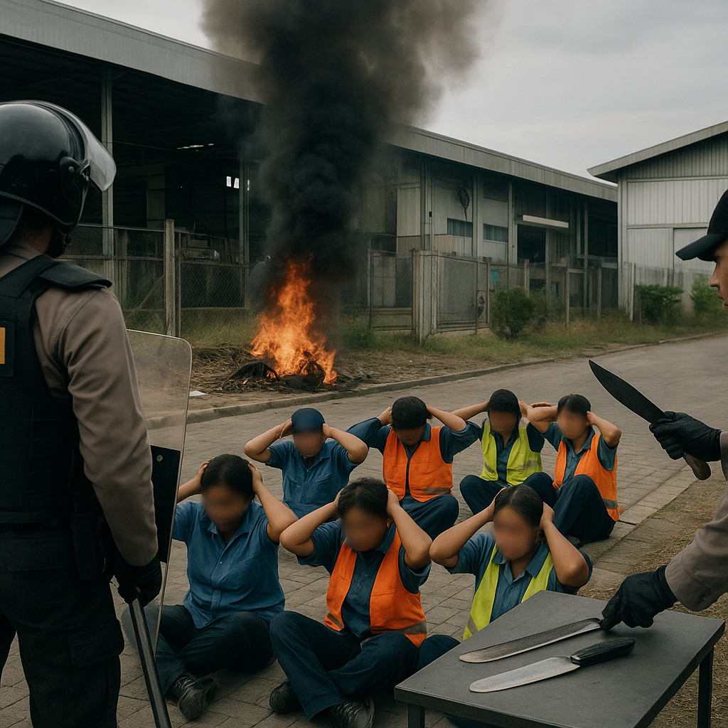 Demo Buruh di Kawasan Industri Karawang Dibubarkan, Polisi Sita Benda Tajam