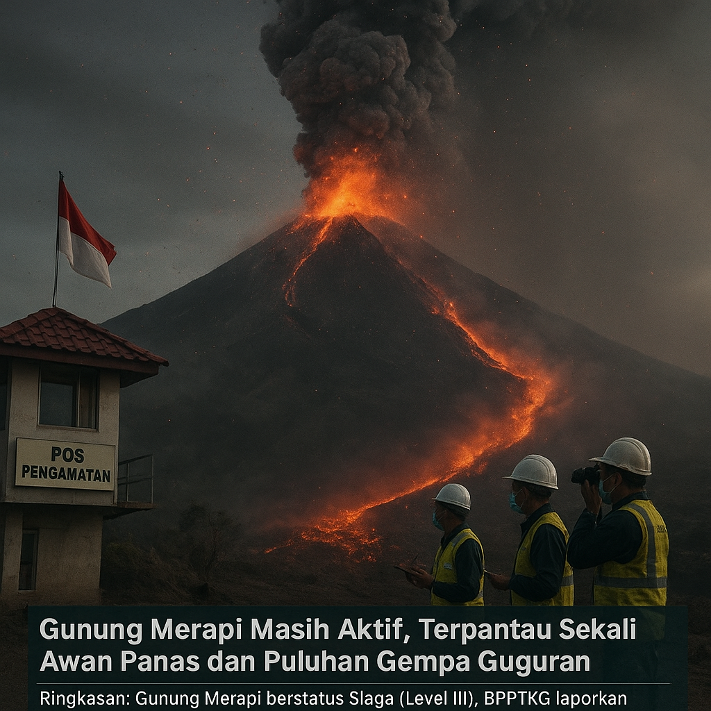 Gunung Merapi Masih Aktif, Terpantau Sekali Awan Panas dan Puluhan Gempa Guguran