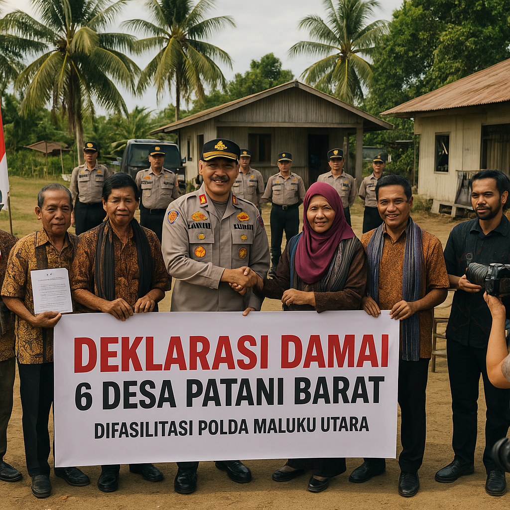 Polda Malut Fasilitasi Deklarasi Damai 6 Desa di Patani Barat, Dorong Pemulihan Pascakonflik di Halteng