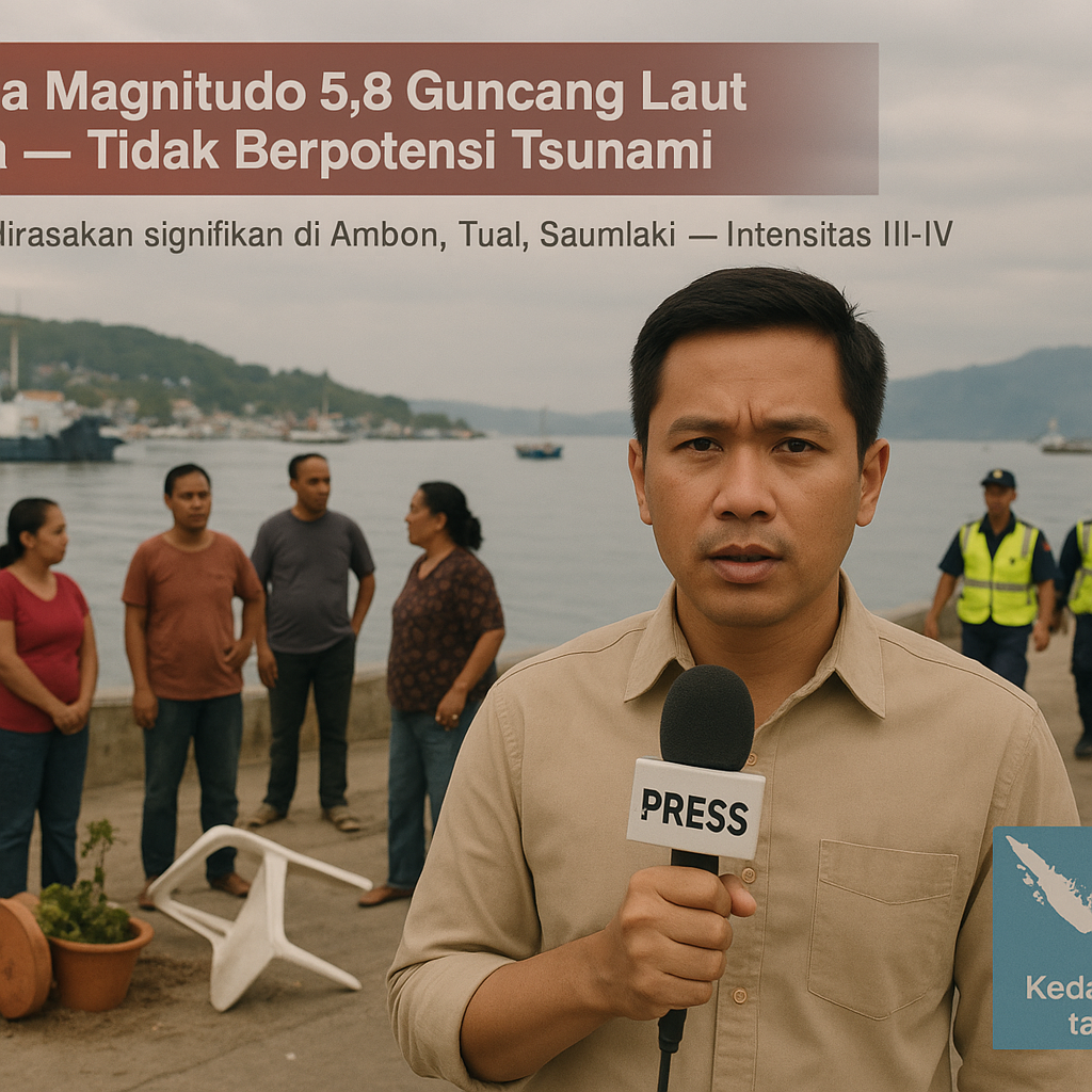 Gempa Magnitudo 5,8 Guncang Laut Banda, Tidak Berpotensi Tsunami