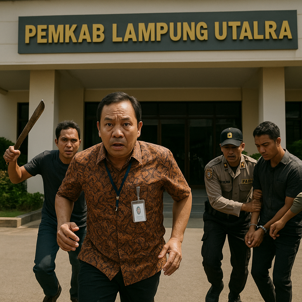 Kades Ogan Jaya Dikejar Golok Usai Mediasi di Kantor Pemkab Lampung Utara: 2 Tersangka Ditahan