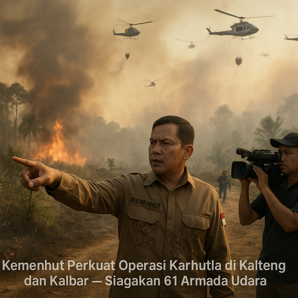 Kemenhut Perkuat Operasi Karhutla di Kalteng dan Kalbar, Siagakan 61 Armada Udara
