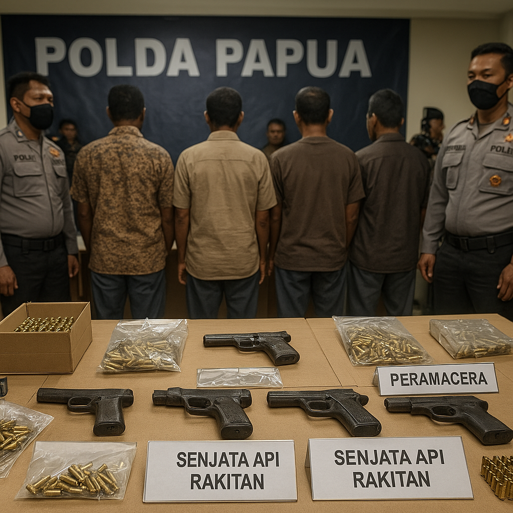 Polda Papua Gagalkan Pengiriman Senjata Api Ilegal ke Intan Jaya