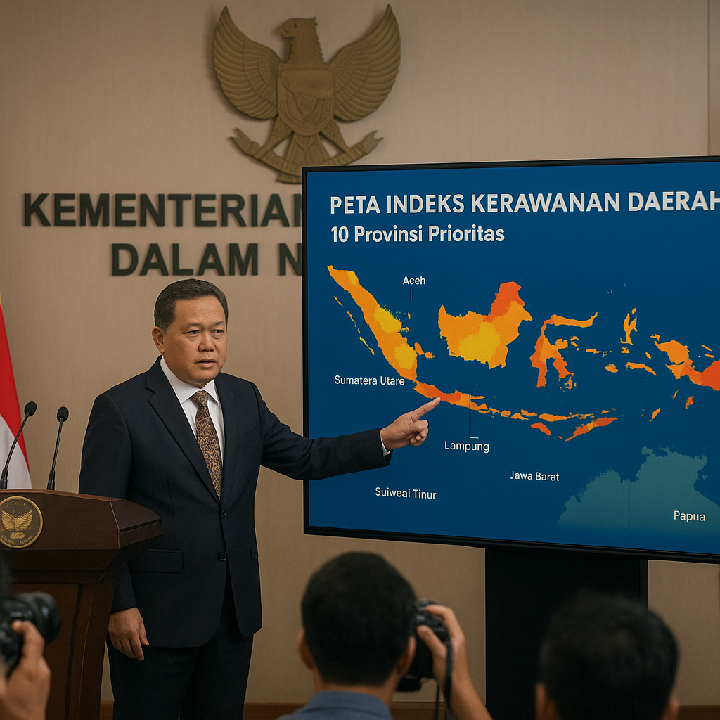 Kemendagri Resmikan Peta Indeks Kerawanan Daerah untuk 10 Provinsi Prioritas