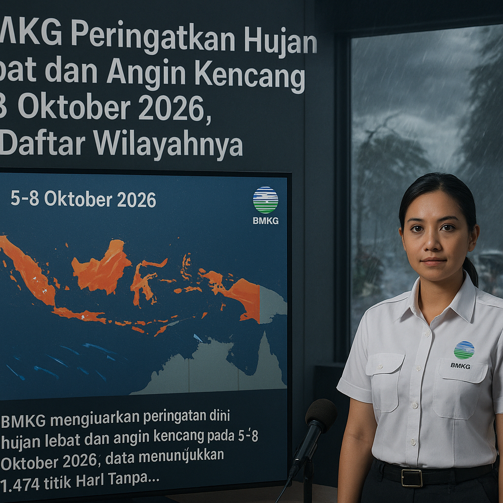 BMKG Peringatkan Hujan Lebat dan Angin Kencang 5-8 Oktober 2026, Ini Daftar Wilayahnya