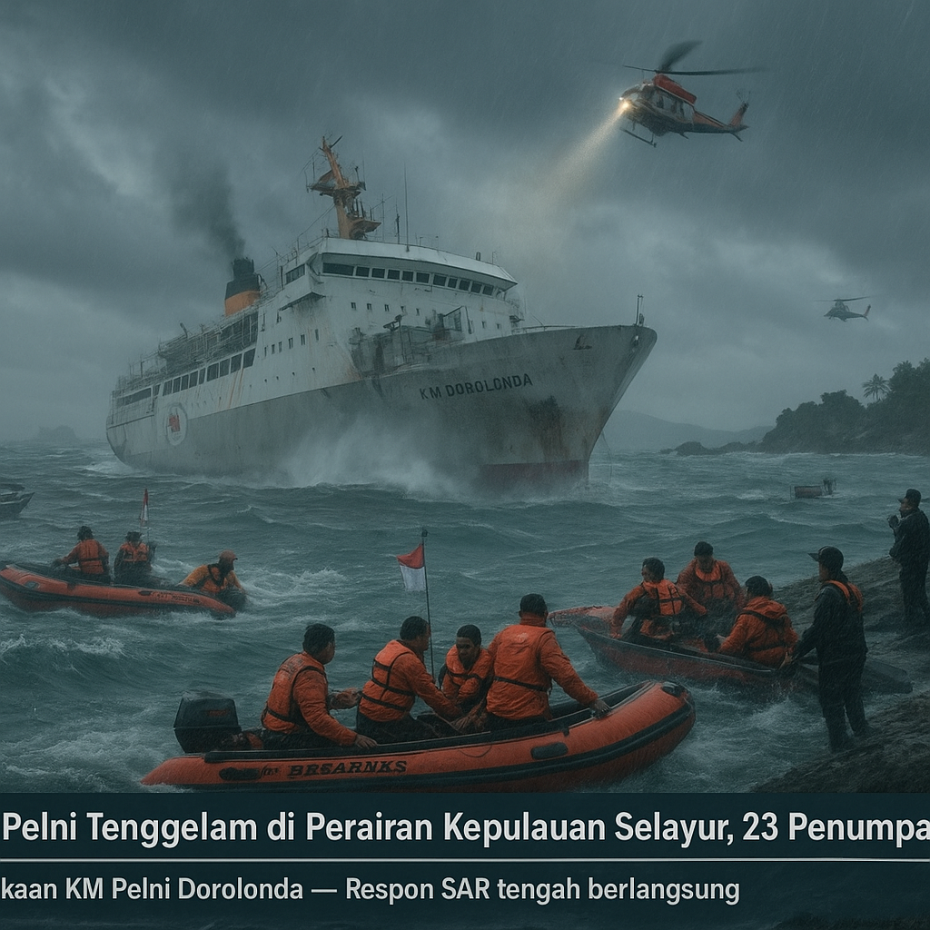 Kapal Pelni Tenggelam di Perairan Kepulauan Selayur, 23 Penumpang Hilang