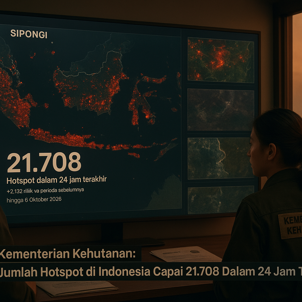 Kementerian Kehutanan: Jumlah Hotspot di Indonesia Capai 21.708 Dalam 24 Jam Terakhir