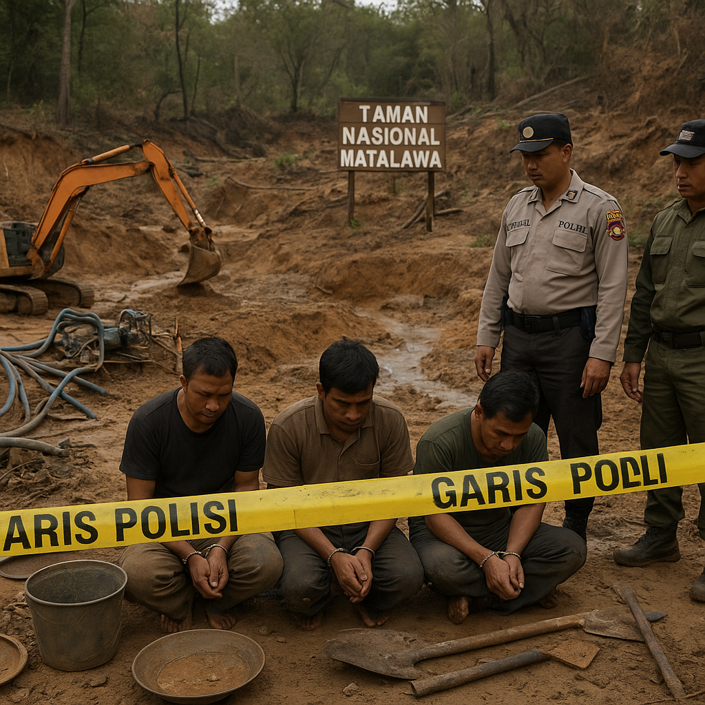 Tambang Emas Ilegal di Taman Nasional Matalawa NTT, 3 Pria Jadi Tersangka