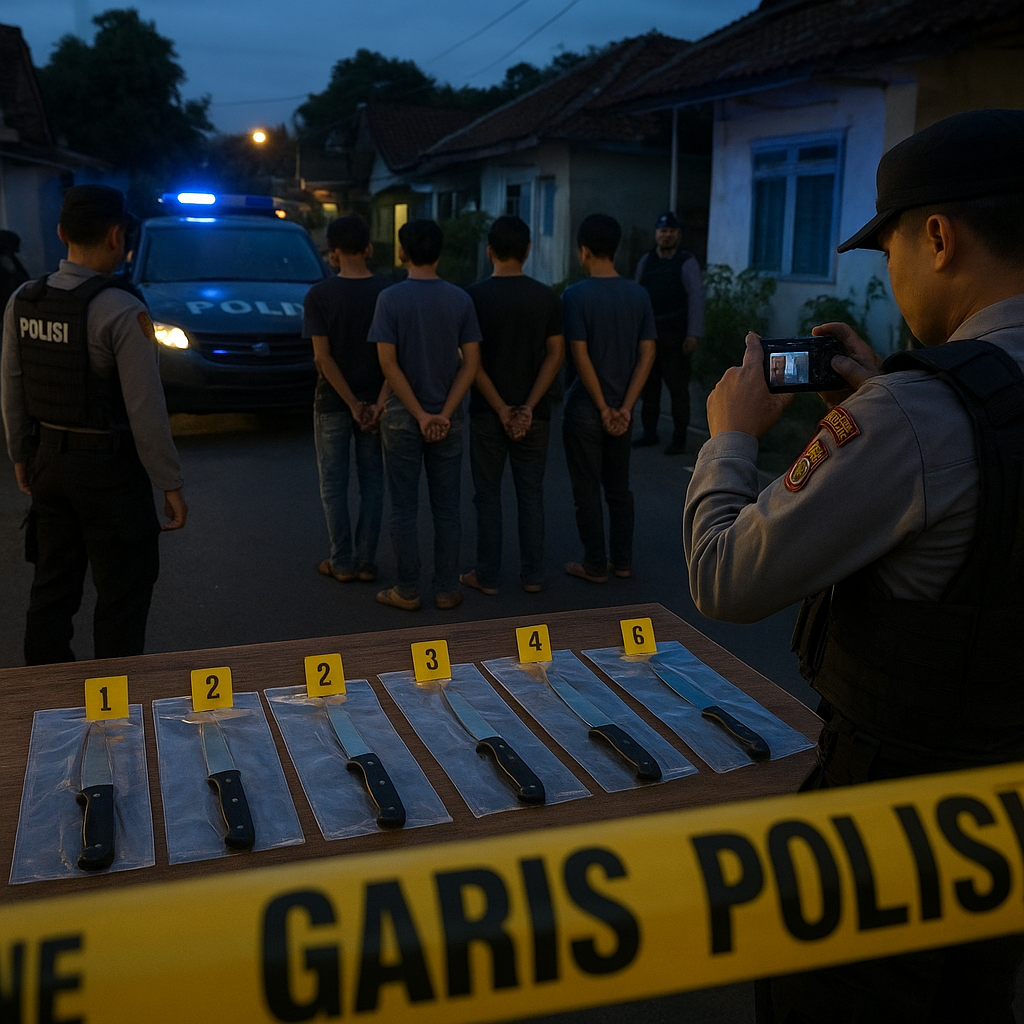 Polres Kudus Amankan Lima Pemuda Bersenjata Tajam di Perumahan Bae