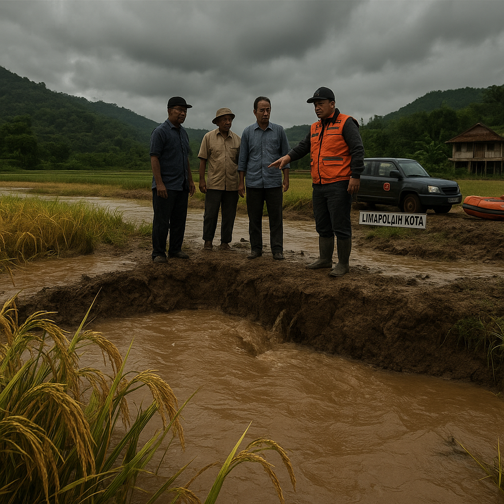 Luapan Sungai Batang Sandir Rusak Sawah yang Siap Panen di Limapuluh Kota