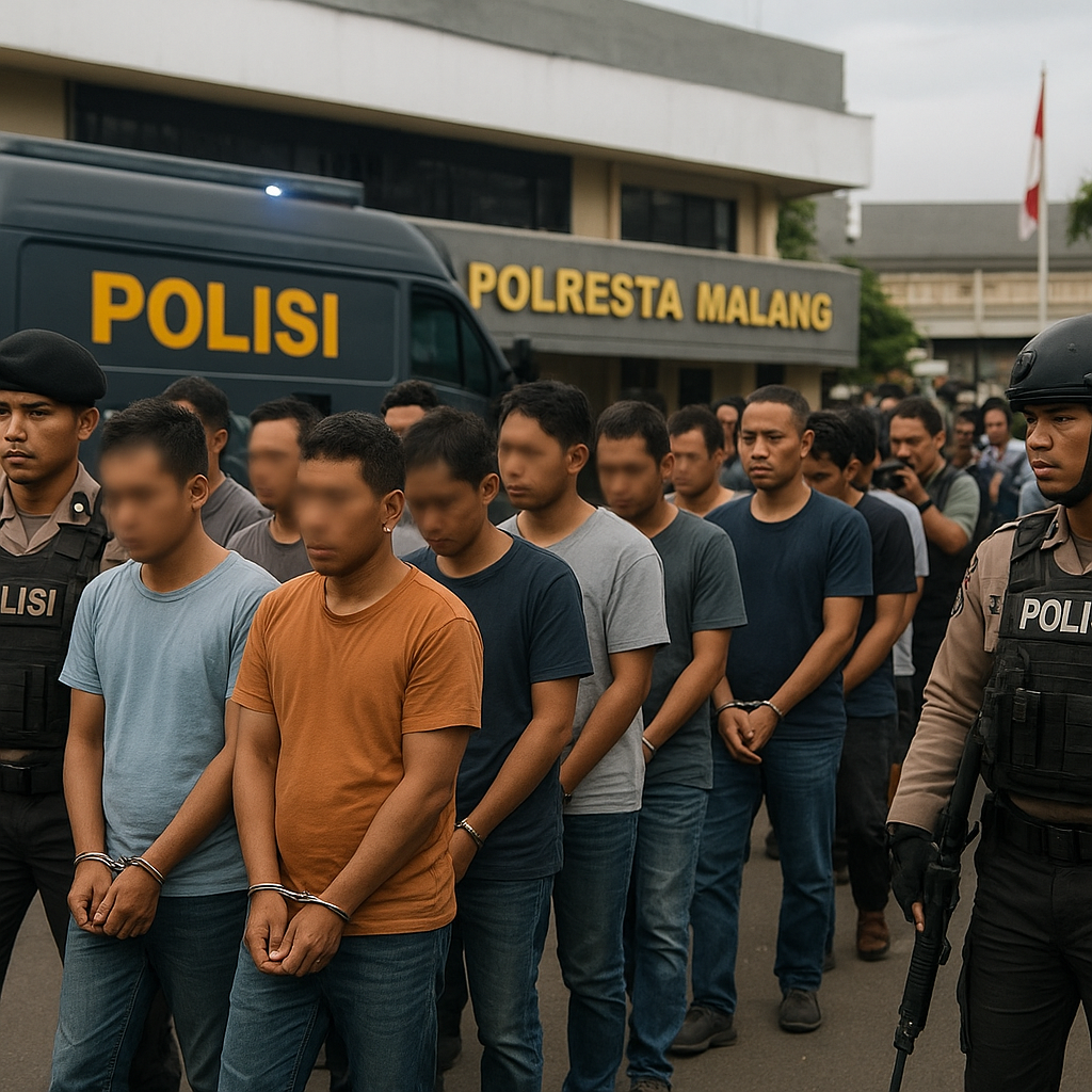 Polda Jatim Amankan 10 Orang Terduga Kelompok Anarko di Malang