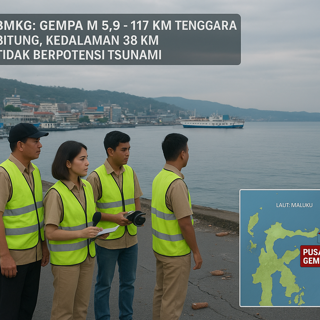 Parameter Update Gempa Bumi di Kota Bitung Bermagnitudo 5,9, Tidak Berpotensi Tsunami