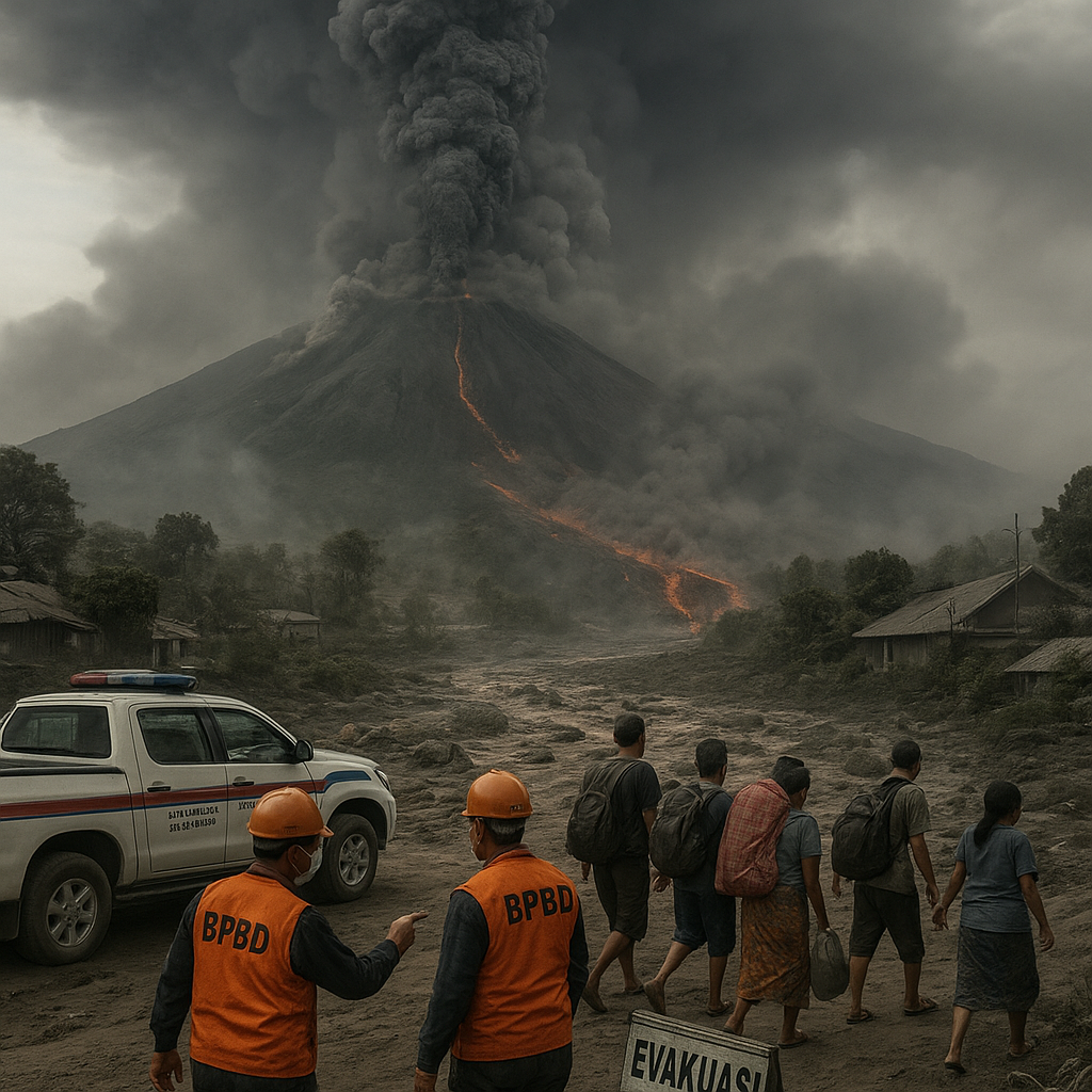 Gunung Semeru erupsi tiga kali pada Minggu pagi