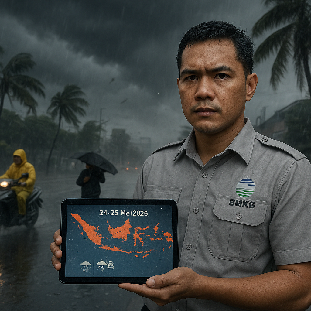Peringatan Dini BMKG 24-25 Mei 2026, Ini Daftar Wilayah Berpotensi Hujan Lebat hingga Angin Kencang