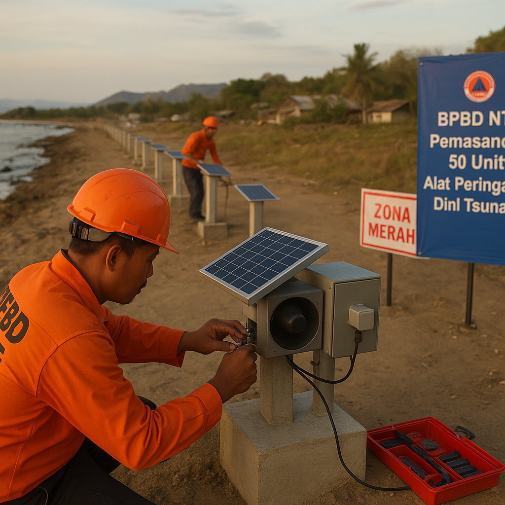 BPBD NTB Pasang 50 Unit Alat Peringatan Dini Tsunami Generasi Terbaru di Zona Merah