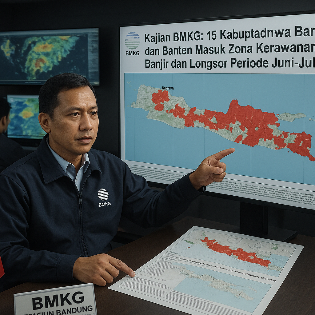 Kajian BMKG: 15 Kabupaten di Jawa Barat dan Banten Masuk Zona Kerawanan Banjir dan Longsor Periode Juni-Juli 2026
