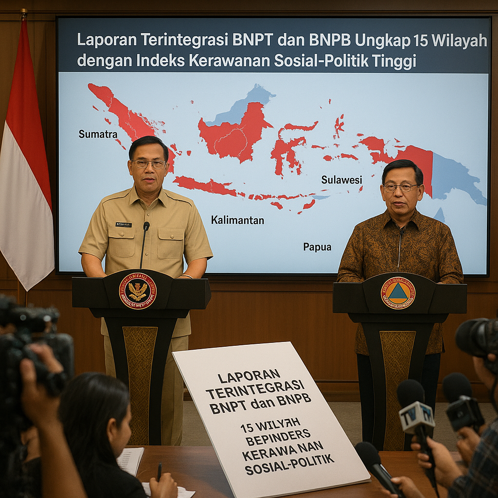 Laporan Terintegrasi BNPT dan BNPB Ungkap 15 Wilayah dengan Indeks Kerawanan Sosial-Politik Tinggi