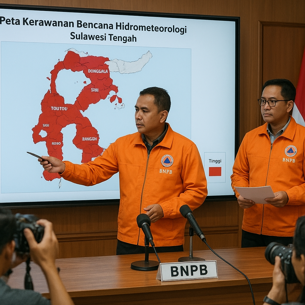 BNPB Rilis Peta Kerawanan Bencana Hidrometeorologi Tinggi untuk 7 Kabupaten di Sulawesi Tengah